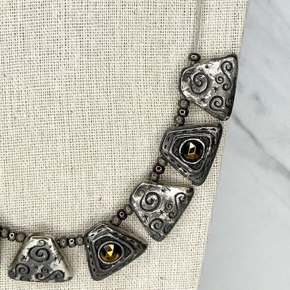 Chico's Silver Tone Wire Rhinestone Bib Necklace - Picture 4 of 7